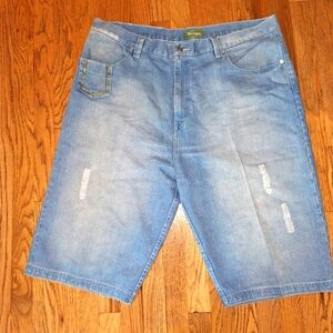 Meezan Art Couture Denim Jorts Shorts Men's 42 Y2K Big & Tall Baggy Wide  Skater